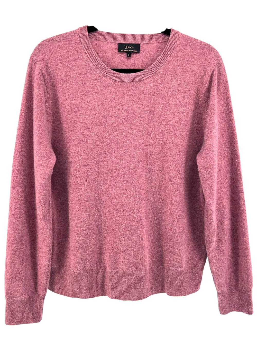 Quince Mongolian Cashmere Crewneck Sweater Heather Shaded Rose Pink NEW Sz L